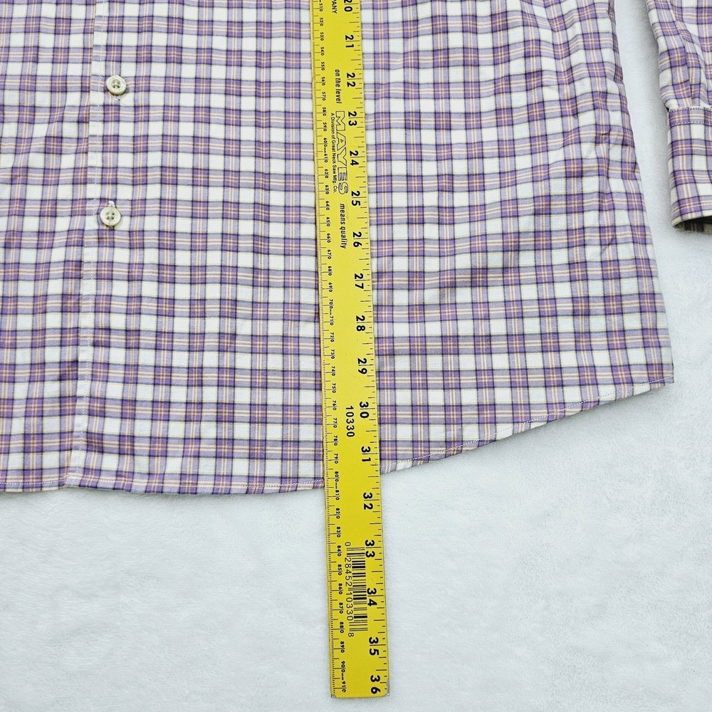 Scott Barber Mens XL Plaid Cotton Button Down Long Sleeve Shirt Purple Preppy - Picture 7 of 7